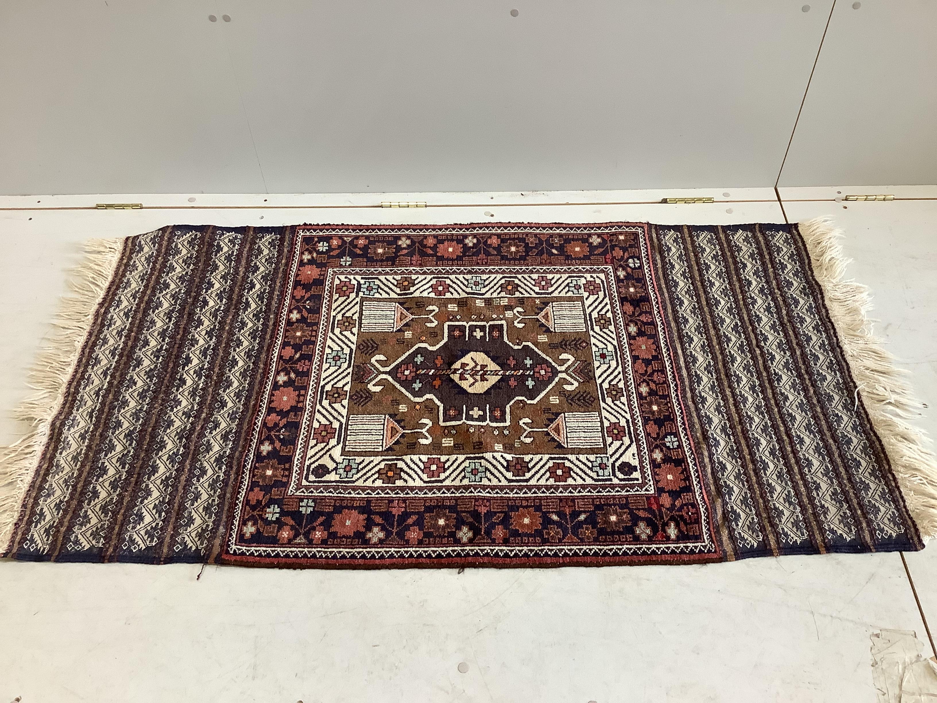 A Turkish polychrome geometric rug, 150 x 85cm